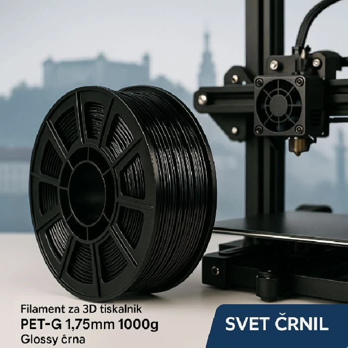 Filament za 3D tiskalnik PET-G 1,75mm 1000g Glossy črna